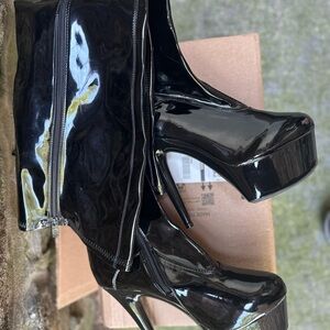 Black Patent Leather Platform Boots